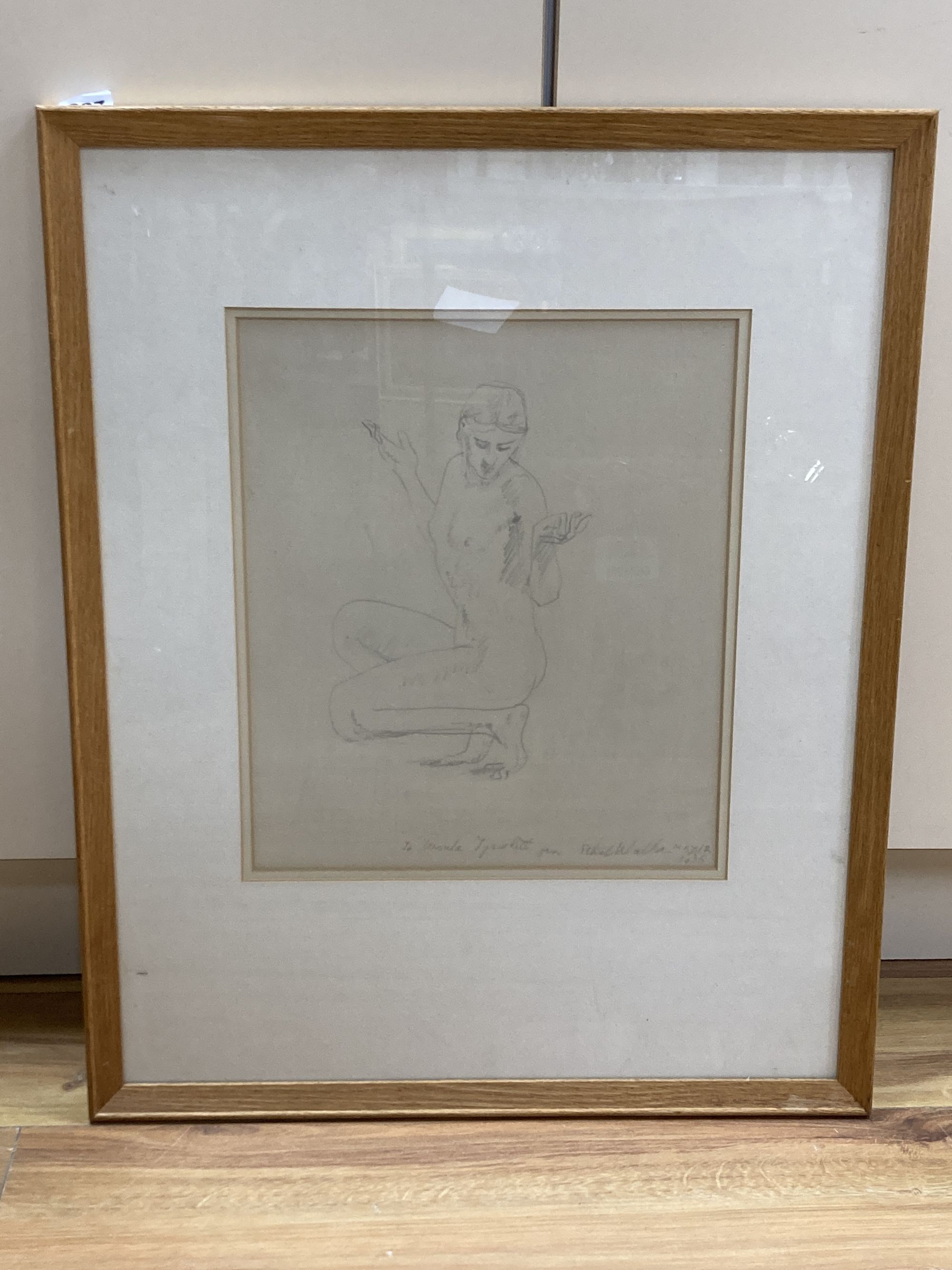 Dame Ethel Walker (1941-), pencil drawing, A Russian dancer, inscribed by the artist 'To Ursula Tyrwhitt and dated 1936, 35 x 30cm